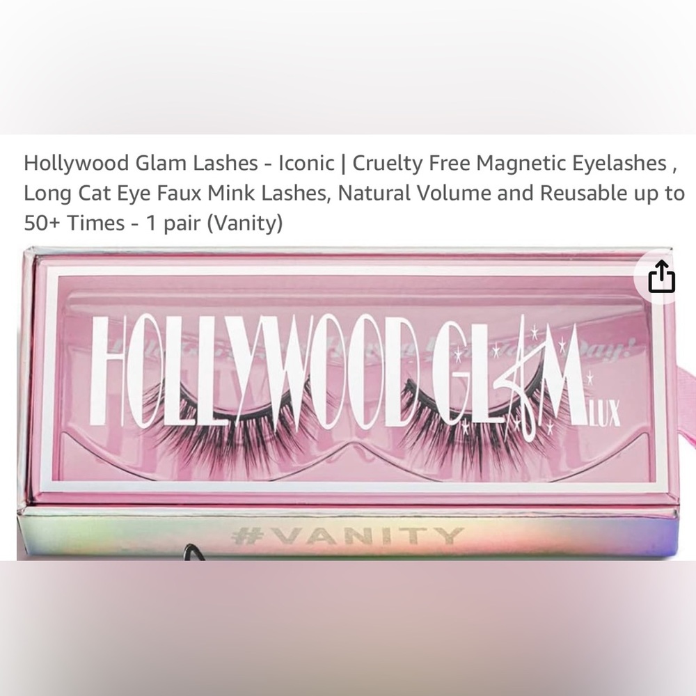 Hollywood Glam Lashes - Iconic/Cruelty Free Magnetic Eyelashes, 1 pair (Vanity).